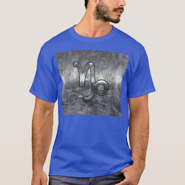 Hartkorn Zodiac Symbol Stresste Stahldekor T-Shirt (Vorderseite)
