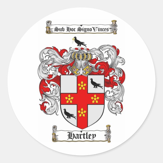 HARTLEY FAMILIENWAPPEN - HARTLEY COAT OF ARMS RUNDER AUFKLEBER (Vorderseite)