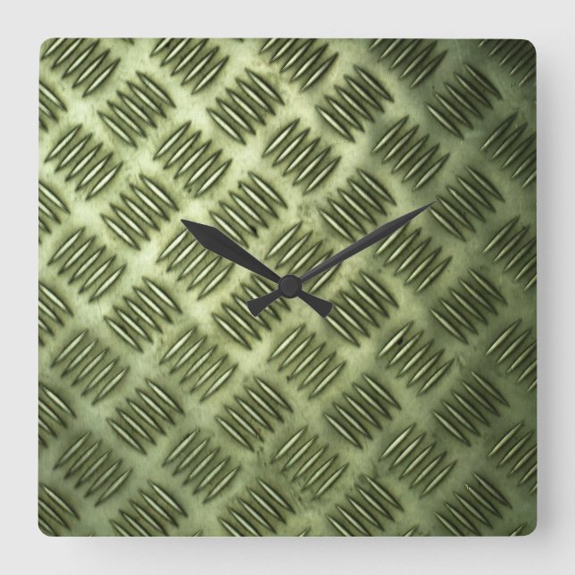 Hartmetall-Fußbodenbeläge diagonale Textur Quadratische Wanduhr (Vorderseite)