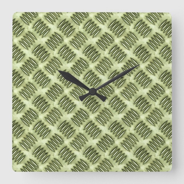Hartmetall-Fußbodenbeläge diagonale Textur Quadratische Wanduhr (Vorderseite)