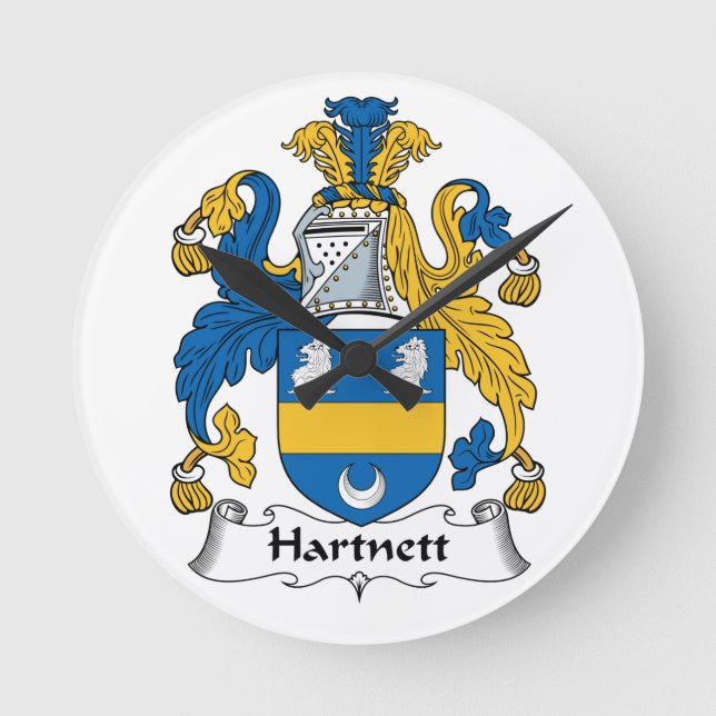 Hartnett Familienwappen Runde Wanduhr (Vorderseite)