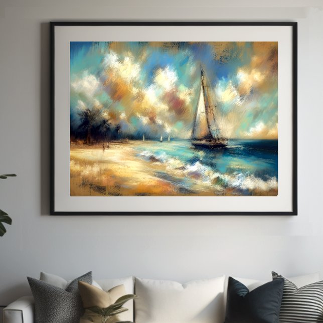 Hartpastel Zeichnend Boote Wasser Poster (Von Creator hochgeladen)