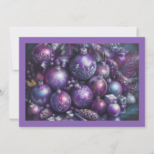 Hartpastell-Weihnachtsmotiv-Fest-Lila Karte