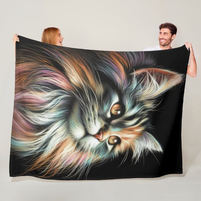 Hartpastellkatze auf schwarz fleecedecke (Beispiel)