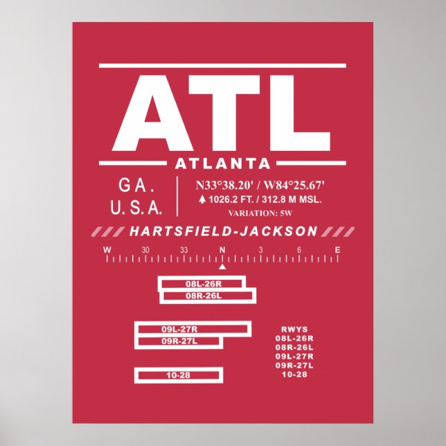 Hartsfield-Jackson Atlanta Intl Airport ATL Poster (Vorne)
