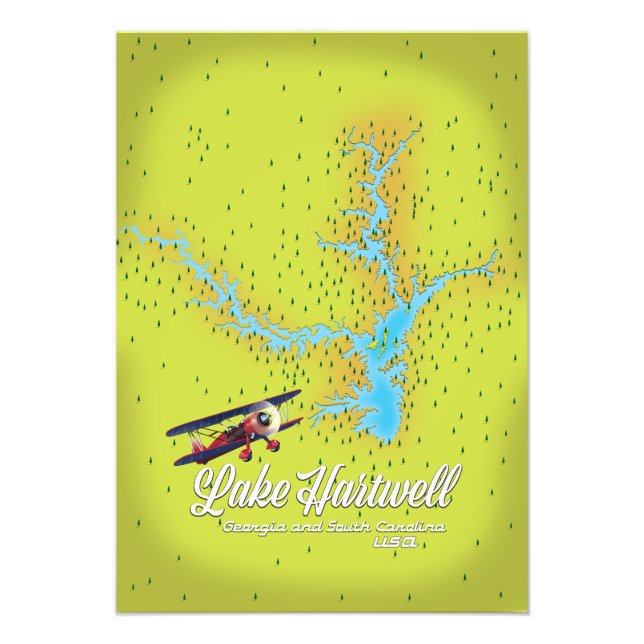 Hartwell Georgia und South Carolina USA map Fotodruck (Vorne)