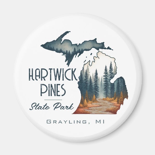 Hartwick Pines Staat Park Souvenir Geschenk Magnet (Vorne)
