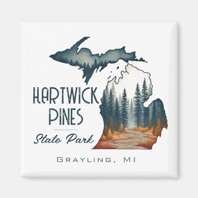 Hartwick Pines Staat Park Souvenir Geschenk Magnet (Vorne)