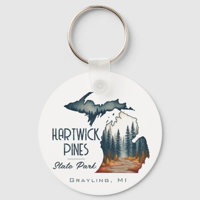 Hartwick Pines Staat Park Souvenir Geschenk Schlüsselanhänger (Vorderseite)