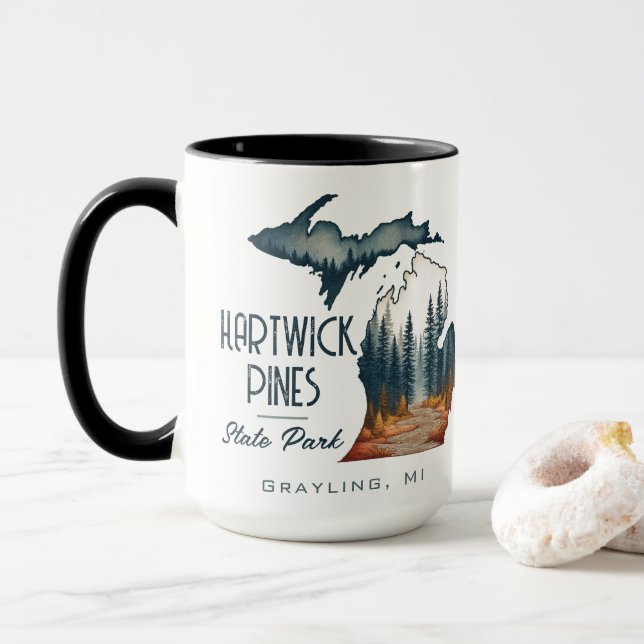Hartwick Pines Staat Park Souvenir Geschenk Tasse (Mit Donut)