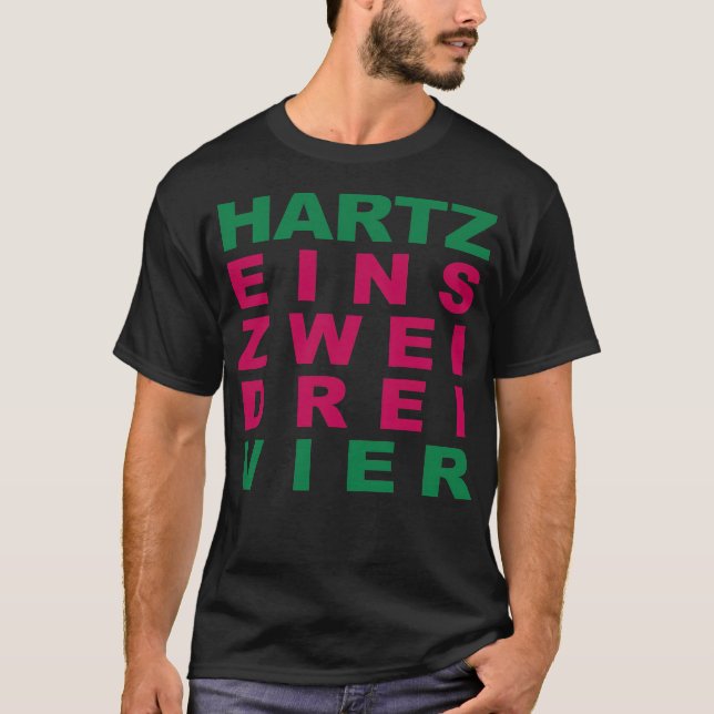 HARTZ ein zwei drei vier Sprechblasen Pferde Kuwb T-Shirt (Vorderseite)