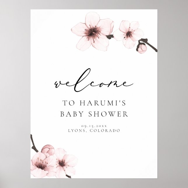 HARUMI Sakura Cherry Blossom Babydusche Willkommen Poster (Vorne)