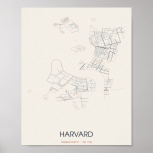 Harvard Massachusetts Straßenkarte Poster