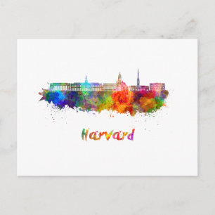 Harvard skyline im Watercolor Postkarte
