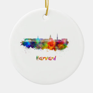 Harvard-Skyline in Aquarellfarbe Keramik Ornament