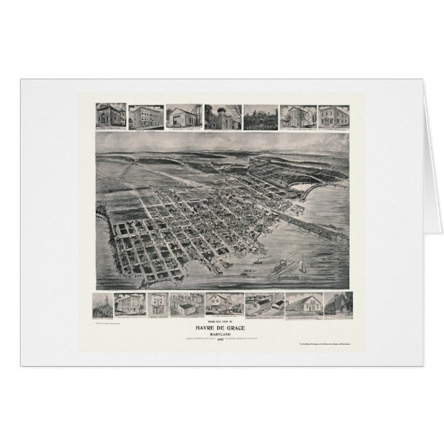 Harve de Grace, panoramische Karte MD - 1907 (Vorderseite (Horizontal))