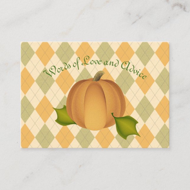 Harves Pumpkin Baby Shower Advisor Cards Hinweiskarte (Vorderseite)