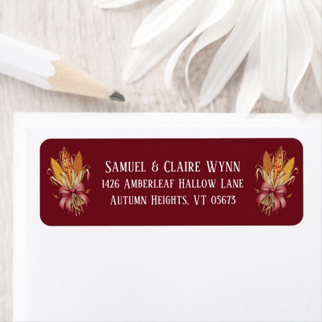 Harvest Corn Autumn Ribbon Return Address (Insitu)