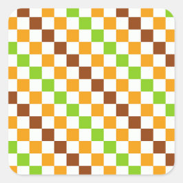 Harvest diagonal checkerboard pattern quadratischer aufkleber