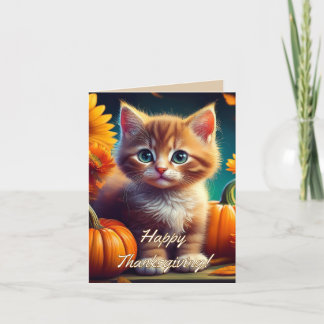 Harvest Erntedank Niedlich Ginger Kitten Pumpkin Dankeskarte