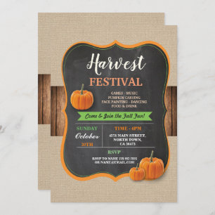 Harvest Festival Pumpkin Rustic Wood Chalk Einladu Einladung