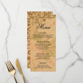 Harvest Gold Boho und Gold Leaf Wedding Menü Menükarte