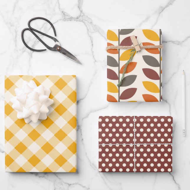 Harvest Gold Gingham Geschenkpapier Set (Vorderseite)