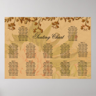 Harvest Gold Peony Pattern Boho Hochzeitssitze Poster