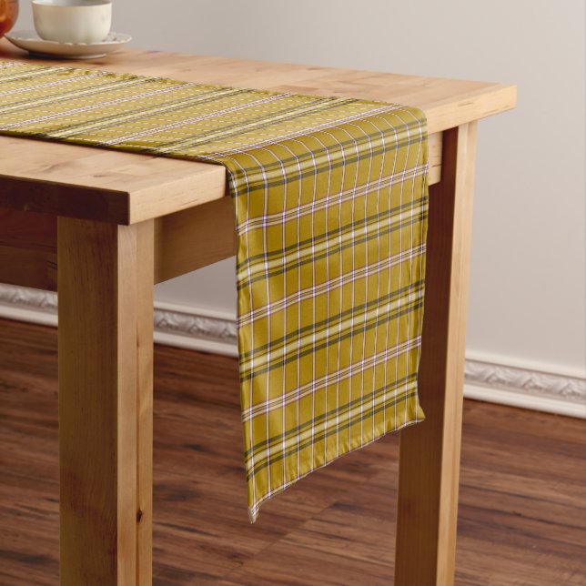 Harvest Gold Plaid Retro Color Table Runner Kurzer Tischläufer (Beispiel)