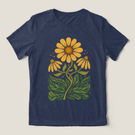 Harvest Gold Retro Botanical Tri‑Blend Damen T‑Shi Tri-Blend Shirt