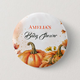Harvest Gourd Watercolor Baby Shower Party Button