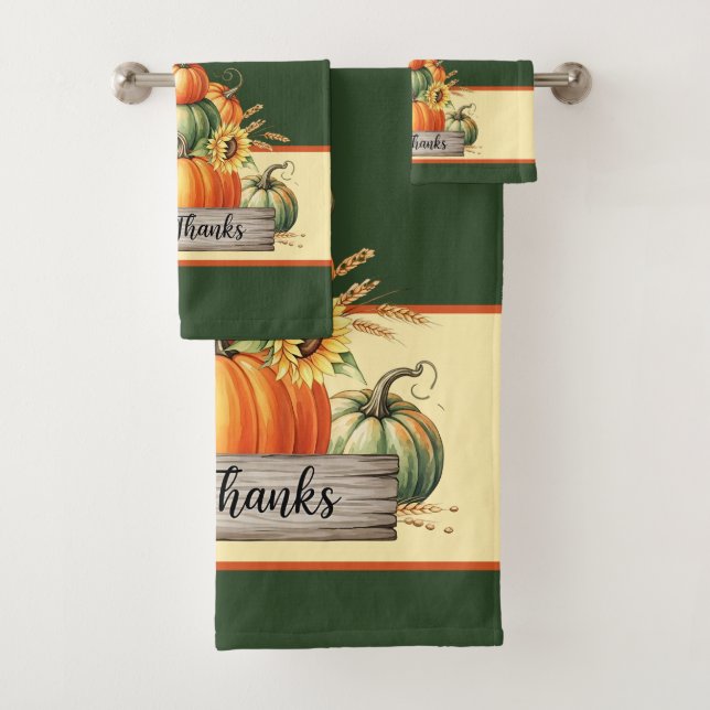Harvest Grace – Autumn Pumpkins and Sunflowers  Badhandtuch Set (Insitu)