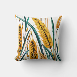 Harvest Harmony: Ein Weizenmuster auf einer weißen Kissen