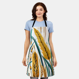 Harvest Harmony: Ein Weizenmuster auf einer weißen Schürze