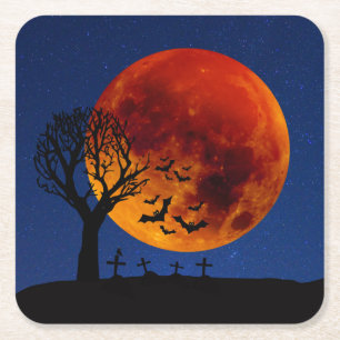 Harvest Moon Halloween Rechteckiger Pappuntersetzer