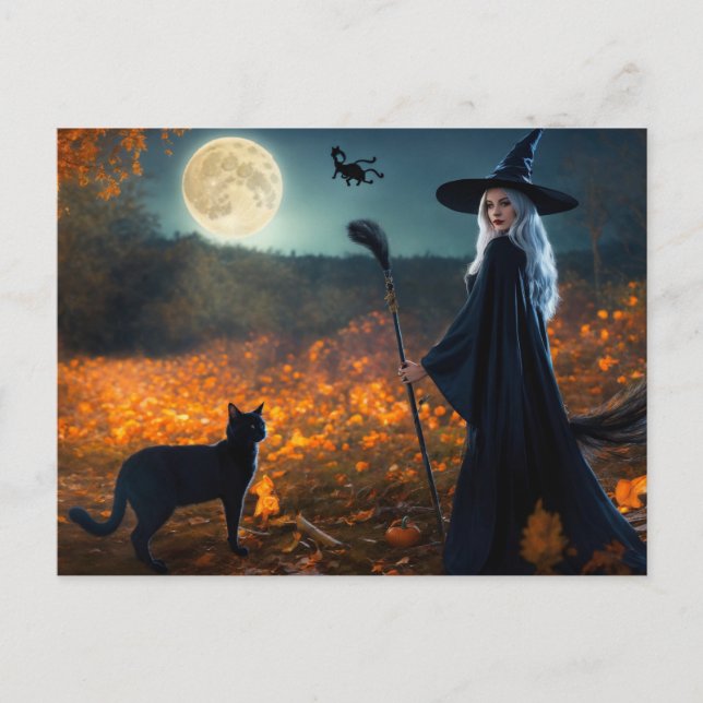 Harvest Moon Haunt: Realistische Halloween-Szene" Postkarte (Vorderseite)