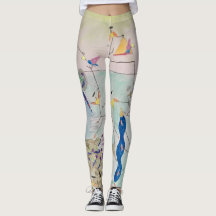 "Harvest of the Birds" Colorful Art Leggings