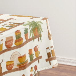 Harvest Pantry Shelves Watercolor Tabletop Charm Tischdecke