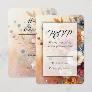 Harvest Petals and Painted Skies Wedding RSVP Karte
