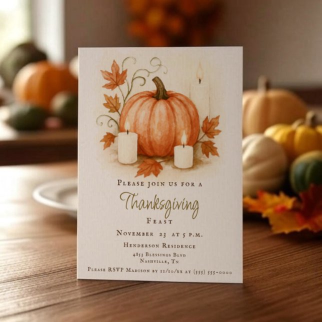 Harvest Pumpkin Erntedank Dinner | Weiß Einladung (Harvest Pumpkin Thanksgiving Dinner Invitation)