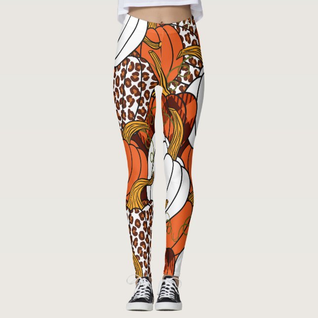 Harvest Pumpkin Patchwork Vintages Muster Leggings (Vorderseite)