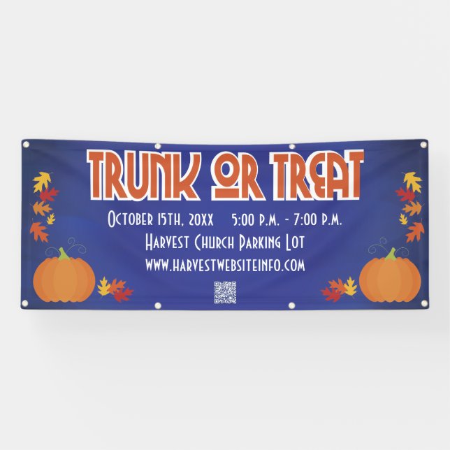 Harvest Pumpkin QR Code Trunk oder Leckerei Banner (Horizontal)
