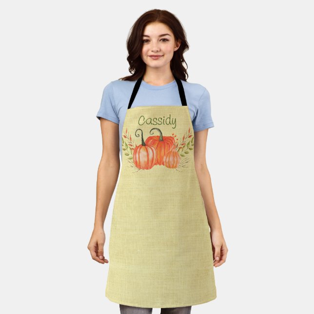Harvest Pumpkin Trio Personalisiert Schürze (Getragen)