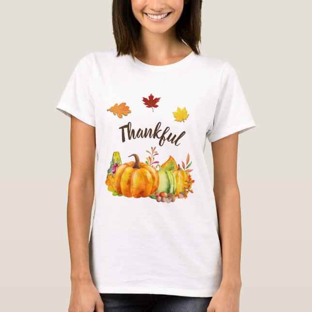 Harvest Pumpkins, Blätter und Foliage Dankbar T-Shirt (Vorderseite)