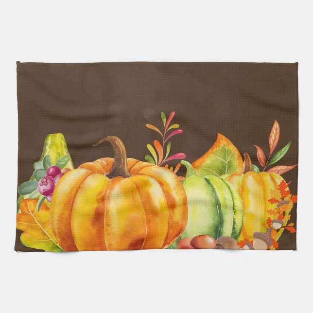 Harvest Pumpkins, Blätter und Folien Geschirrtuch (Horizontal)
