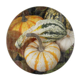 Harvest Pumpkins und Squash Still Life Foto Schneidebrett