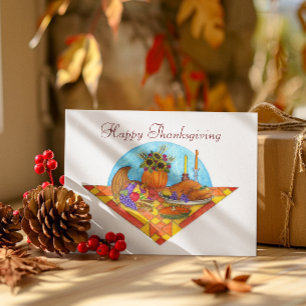 Harvest Quilt Cornucopia Erntedank Card Feiertagskarte