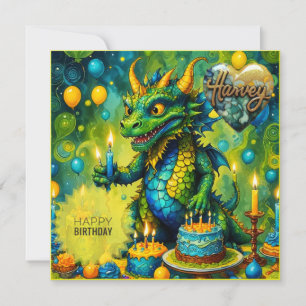 HARVEY ~ Geburtstagskarte ~ Dinosaurier ~ Green