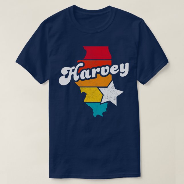 Harvey Illinois Vintag Distressed Souvenir 2 T-Shirt (Design vorne)