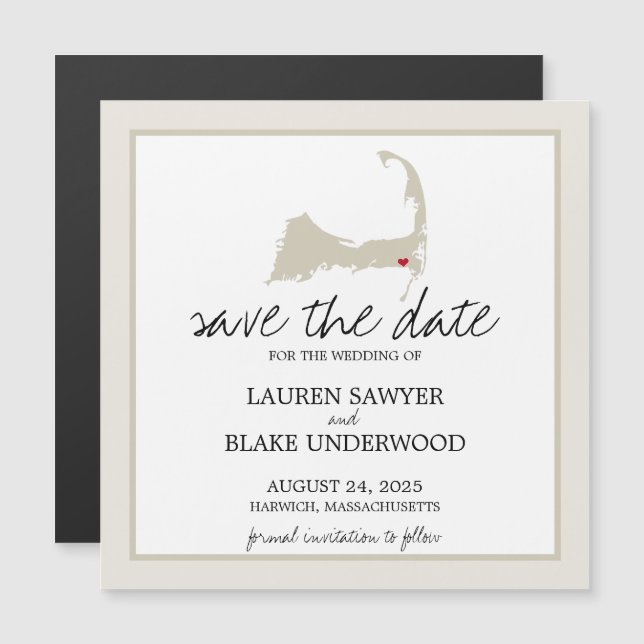 Harwich Cape Cod Wedding Save the Date Magneteinladung (Vorne/Hinten)
